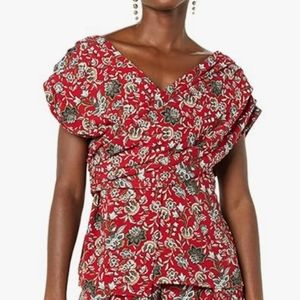 Dropped shoulder side Zip Top floral red and brown by Making the Cut New…